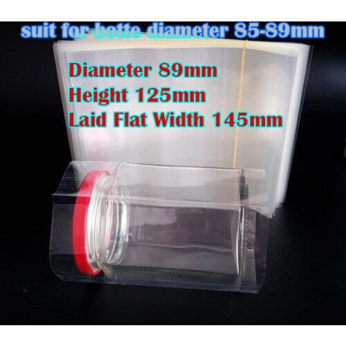 400pcs/lot Diameter 73mm Height 125mm Laid Flat Width 145mm Pvc Transparant Heat Shrink Bands For Jar Mouth/cap Sealing Film