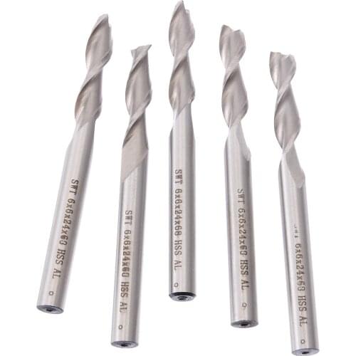5Pcs 2 Flute End Mill Set 6mm HSS Steel & Aluminium Extended CNC Milling Machine Bits Cutter Tool Milling Cutter