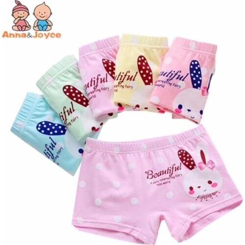 5 Piece/lot Cotton Kids Girls Underwear Cute Cartoon Kitty Bear Panties Childrens Girl Boxer Pants Baby Underpants Briefs