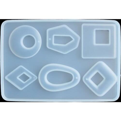 6 cavity With holes Silicone Mold DIY Resin Necklace Pendant Jewelry Mold Handmade Craft Bakeware Chocolate cake decoration