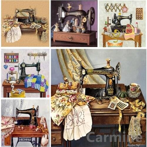 Sewing Machine Home Decoration DIY 5D Diamond Painting Cross Stitch Embroidery Mosaic Wall Sticker Full Round&Square Drill Gift