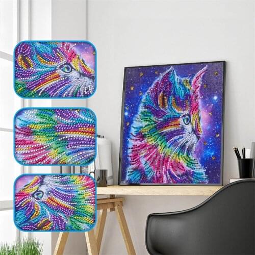 Huacan Diy Diamond Painting Special Shaped Cat Animal Rhinestones Diamond Embroidery Cross Stitch Rose Flower Home Decor