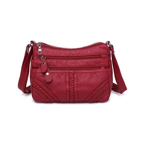 Annmouler Fashion Women Bag Pu Soft Leather Shoulder Bag Multi-layer Crossbody Bag Quality Small Bag Brand Red Handbag Purse