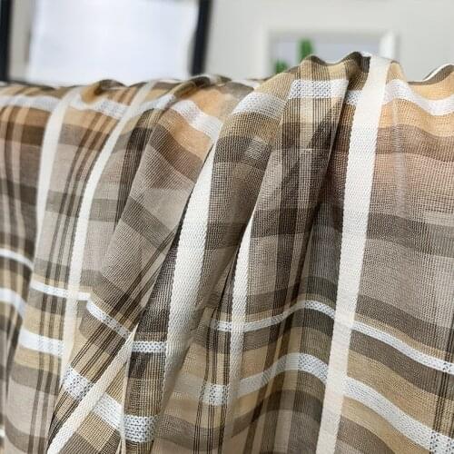 White waxberry Silk floss Jacquard Plaid fabrics clothes Garment sewing materials Free shipping