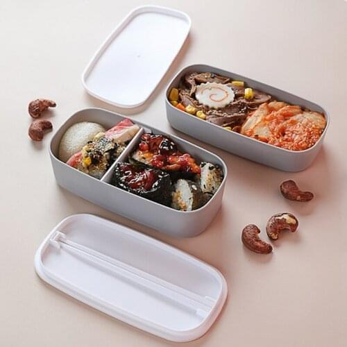 Bento Lunch Box Container with Chopsticks Food Storage for Adults Kids Double-layer Bento Boxes Microwave Dishwasher Safe