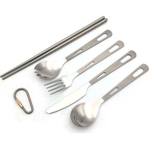 BIVOUAC Titanium Cutlery Camping Knife Fork Spoon Outdoor Tableware Camp Flatware