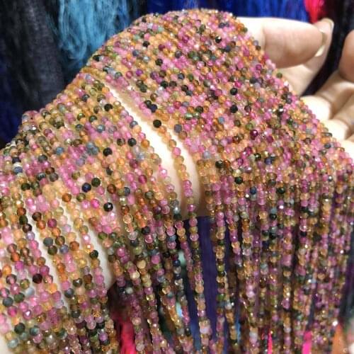 Small Beads Natural Stone Tourmaline Beads Section Round Loose Spacer Beads For Jewelry Making 2.5/3mm DIY Handmade Bracelets
