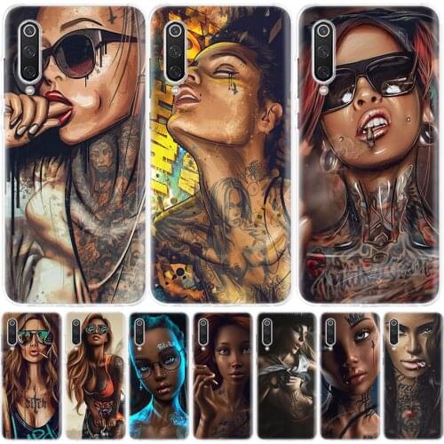 Sexy Sleeve Tattoo Girl Phone Case For Xiaomi Mi Note 10 11 9 8 10T 9T CC9 A1 A2 A3 Poco F1 X3 F2 Pro Lite 5X 6X Cover Coque