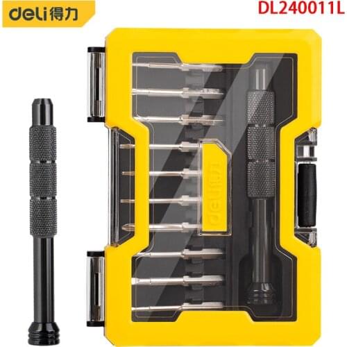 Deli DL240011L 11-Piece Precision Screwdriver Set Chrome Vanadium Steel Includes Slotted Screwdriver And Phillips Screwdriver