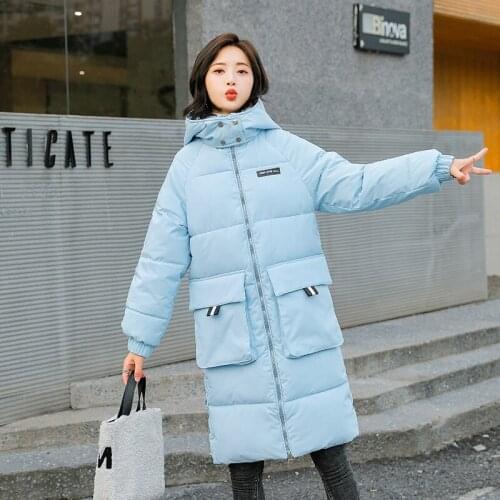 FORERUN Long Coat Puffer Jacket Letter Patches on The Clothes Removable Hooded Women Oversized Bubble Coat Manteau Femme Hiver