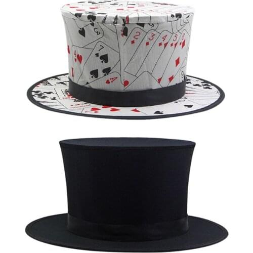 HX5D Black Folding Top Hat Spring Tricks Essential Supplies Stage Accessories