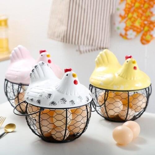 Ceramic Egg Organizer Storage Basket Egg Basket Fruit Container Baskets Kitchen