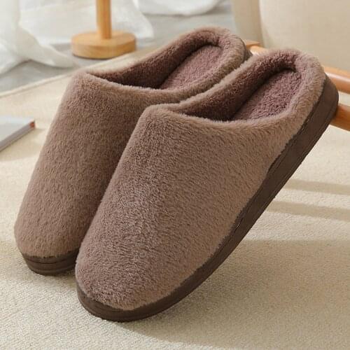 Classic Women Winter Warm Fur Slippers Men Boys Home Floor Shoes Comfort Flat Heel Non-Slip Indoor Bedroom Zapatilla Mujer