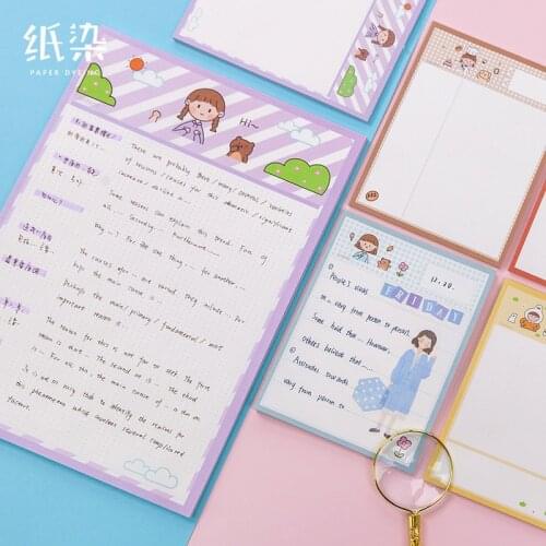 Kawaii Girl Series Notes blossoms Memo Pad Sticky Notes Stationery Posted It Planner Stickers Notepads Office School Supplies