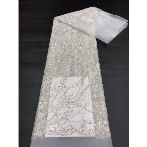 Hot-selling exquisite heavy-duty laminated + bead tube gradient tulle embroidered lace, comfortable fabric, suitable for fashion