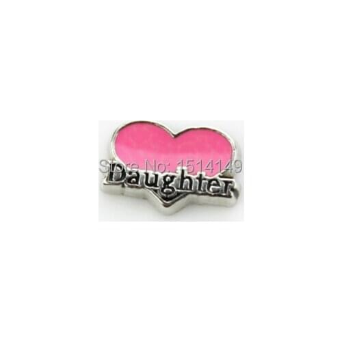 Hot selling pink heart daughter floating charms living glass floating lockets