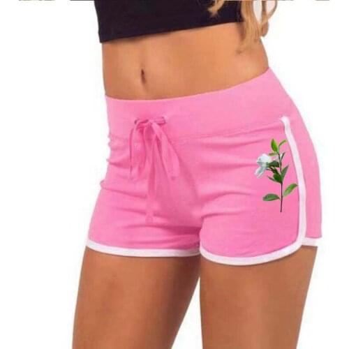 Fashion Casual Shorts Women High Waist Elasticated Fitness Leggings Push Up Gym Tights Pocket Printing Short