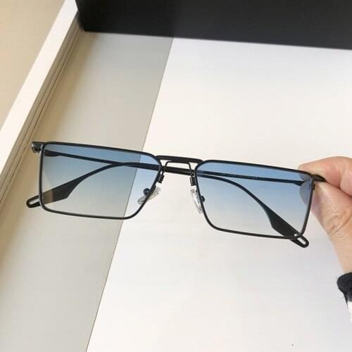 Retro Brand Small Rectangle Sunglasses Women Black Blue Shades For Women 90s Vintage Alloy Frame Square Sun Glasses Men Unisex