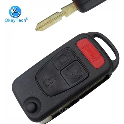 OkeyTech for Benz MB ML350 ML500 ML320 ML55 AMG ML430 Key Shell Remote HU39 Blade Flip Folding Cover Case Fob 3+1 Panic 4 Button
