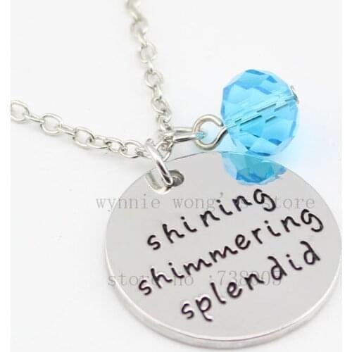 Aladdin Inspired Necklace "Shining Shimmering Splendid" Hand Stamped jewelry, crystals silver Pendant necklace