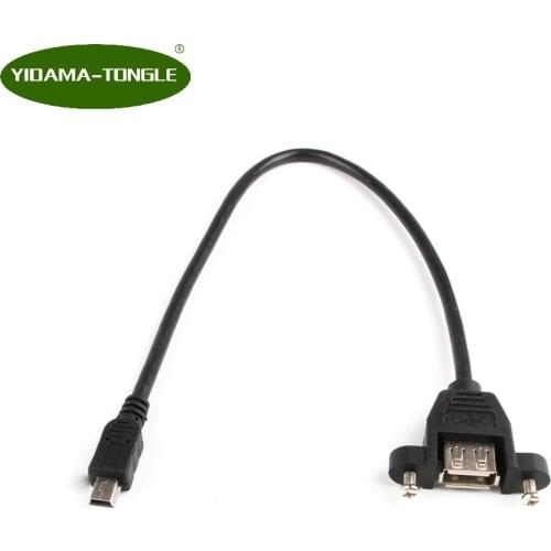 Mini USB 5pin Male to USB 2.0 Female Socket Panel Mount Cable
