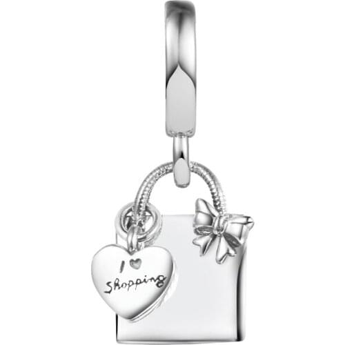 Fits Pandora Bracelet 925 Sterling Silver Shopping Bag Dangle Charms Beads Women Girls DIY Jewelry Making Bijoux 2021 New