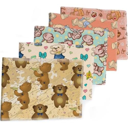 Cartoon Bear Printed Polyester Cotton Twill Fabric Patchwor Printed 50*145CM