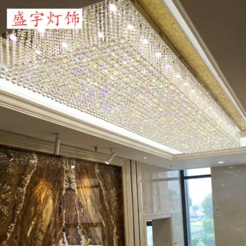 Rectangular led ceiling chandelier bedroom living room hotel lobby non-standard engineering crystal lamps customization