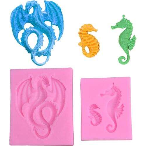 Cake Silicone Mold Food Grade Seahorse Dragon Pattern Easy To Demould DIY Cake Decoration Tool Kitchen Baking Accessories