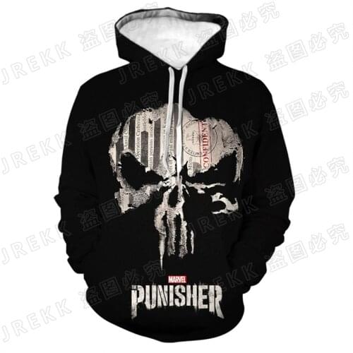 Punisher 3D Print Sweatshirts For Men Casual Oversized Spring Autumn Women Hoodies Streetwear Long Sleeve Children Tracksuit