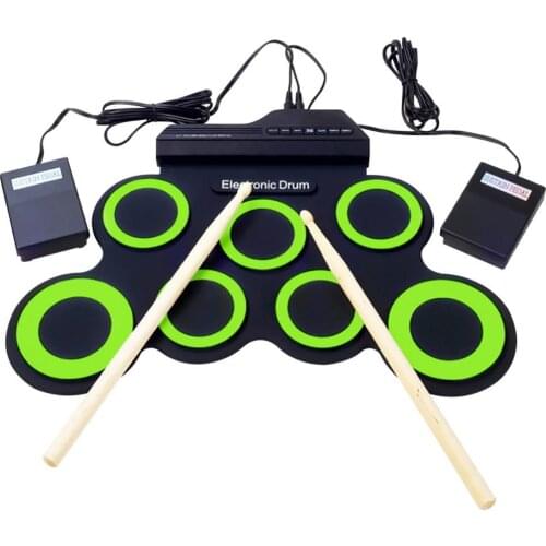 USB Folding Roll-Up Silicon Drum Set Digital Electronic Drum Kit with Drumsticks and Sustain Pedal for Beginners