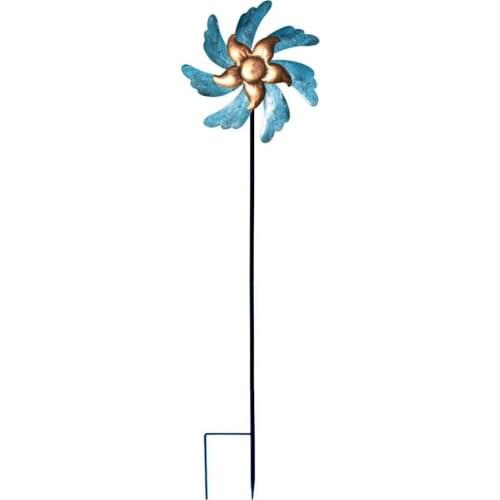 Wind Spinner Garden Yard Lawn Windmill Plug-in Kinetic Blue Strong And Durable Superb Design Outdoor Iron Decor