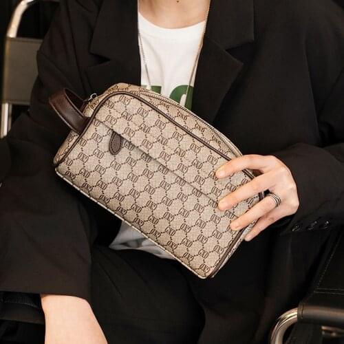 Large Capacity Day Clutch Bag for Men Luxury Plaid Design Wristlets Clutches Multi-functional Phone Money Hand Bag Male Handbag