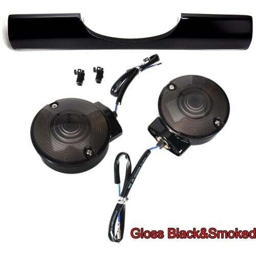 Rear Smoked Turn Signal With Gloss Black Support Brackets Fit For Harley Touring Electra Glide Road King FLH/T FLHTK FLHR Models