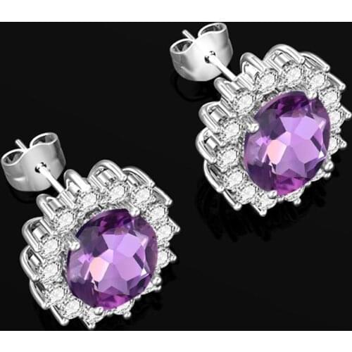 Stud Earrings For Women Mystical Exquisite Amethyst Inlaid Zircon Snowflake Gemstone Eternal Love Earrings Party Gothic Jewelry