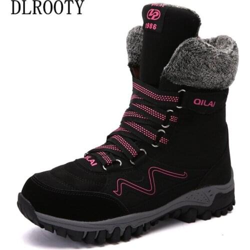 Women Snow Boots Ankle 2018 Winter Warm Short Plush Outdoor Female Casual Shoes Woman Flat Fashion Platform Round Toe Lace Up