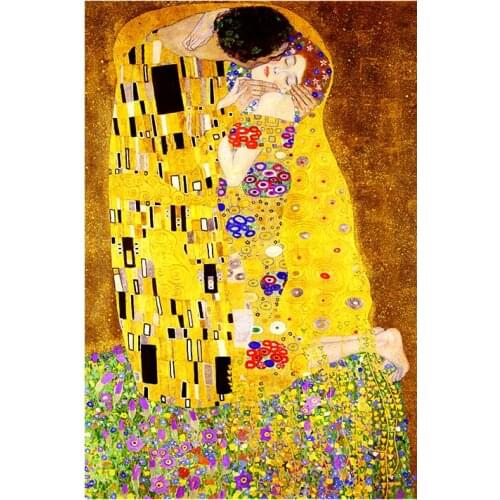 100x150cm Gustav Klimt kiss Abstract Oil Painting on Canvas Print Poster Modern Art Wall Pictures For Living Room Cuadros