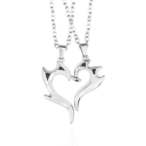 2 Pcs/Set Puzzle Heart Necklace Couple Necklaces For Women Chain Heart-shaped Love Forever Pendant Valentines Day Gift