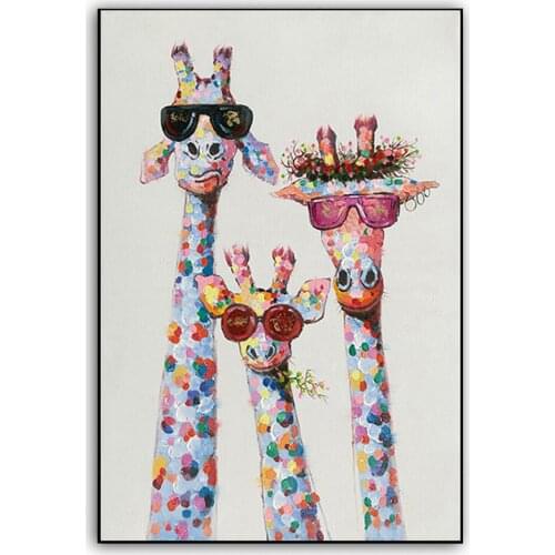 2020 New Years latest Oil Painting giraffe 100% Hand painted Creative custom oil painting living room Decor 2020061402