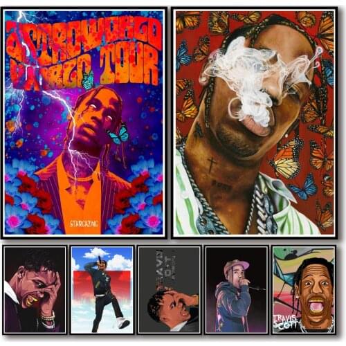 29 Designs Rapper Travis Scott Whitepaper Poster Alternative Abstract Art Painting Funny Wall Sticker for Coffee House Bar