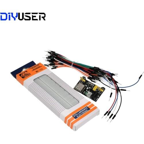 3.3V/5V MB102 Breadboard+ MB-102 830 points Prototype Bread board kit +65 jumper wires