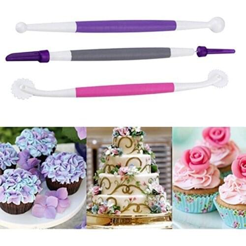 3pcs/lot Fondant Cake Decorating Modelling Tools Fondant Needle Cake Pastry Carving Cutter Flower Clay Baking Craft Set
