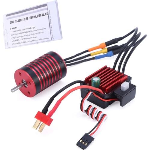 3200KV Brushless Motor and 35A ESC Combo Set 2s T plug Waterproof for Traxxas HSP Tamiya Axial 1/16 1/12 RC Car