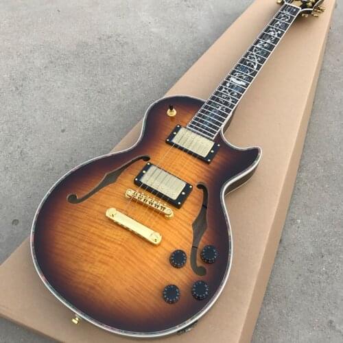 Free delivery, double convey surface Electric guitar, gold hardware, abalone flower inlaid fingerboard , color can be customized