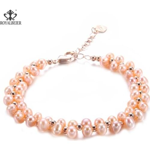 Real Natural Pink Freshwater Bracelet Fashion Multilayer Freshwater Pearl Bracelet Womens Wedding High Jewelry Wear Boutique