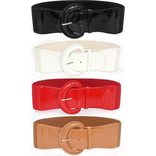 Elastic Women PU Leather Wide Belt Strap Plus Size Girdle Waistband Band Waist Belt Waist Chain Corset Belt Elastic Cummerbunds