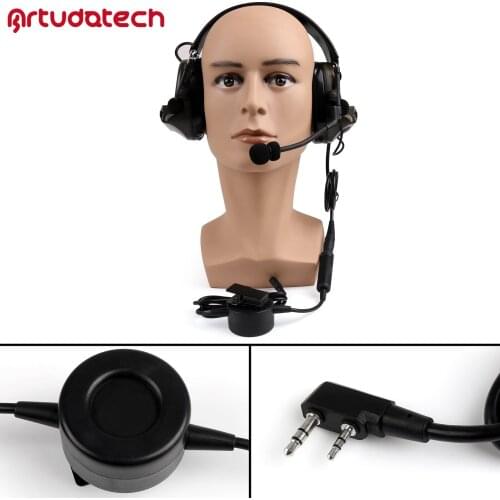 Artudatech 1x Z-Tactical Element Comtac II C2 Camo Tactical TCI PTT Headset 2-Way Radio