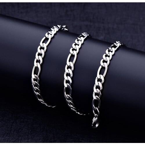 Hot Sale 8MM Stainless Steel 3: 1 Figaro Chain Necklace Fashion Mens Jewelry Length 50-70CM High Quality Wholesale Price
