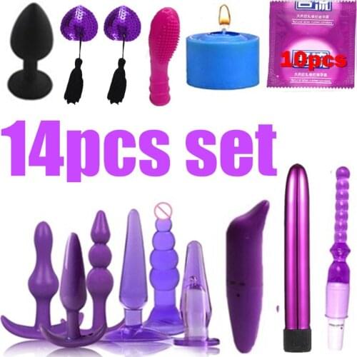 14pcs set Sex Toys For Couples Anal Dildo G-Spot Bullet Dildo Vibrator Anal Butt Plug Massager Sex Love Toy Vibrator Dildo