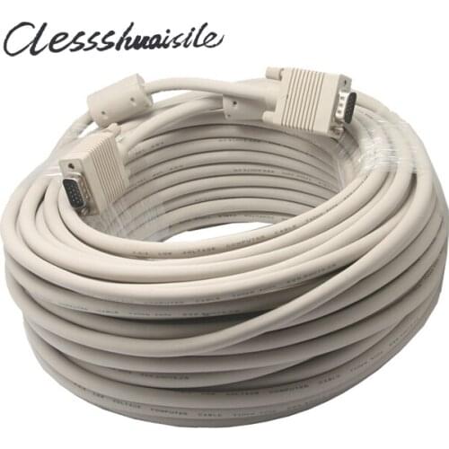 VGA to VGA Cable 15 pin with Double Magnets Ring VGA 3+6 D-SUB Extension Cabo Male to Male 1.5m/1.8m/3m/5m/10m/15m/20m/25m/30m